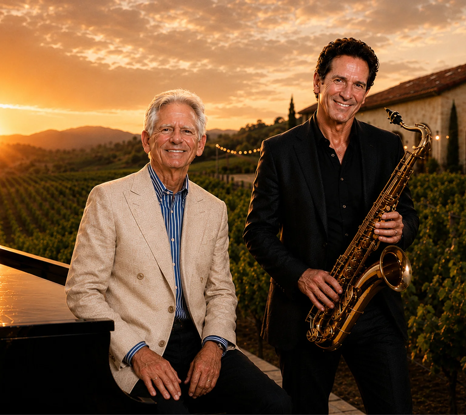 David Benoit and Eric Marienthal at a Kentina Hospitality winery in Temecula Valley