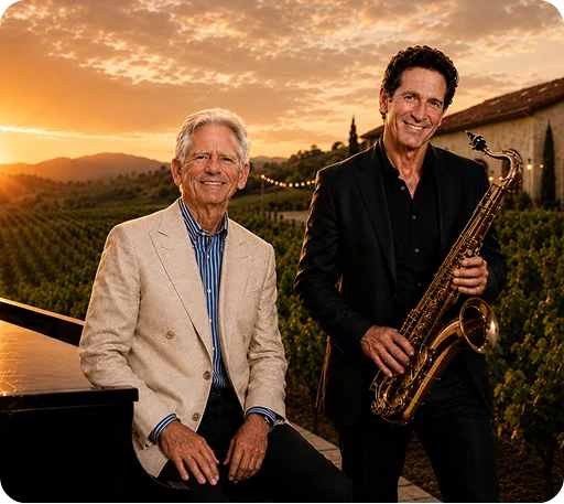 David Benoit and Eric Marienthal at a Kentina Hospitality winery in Temecula Valley
