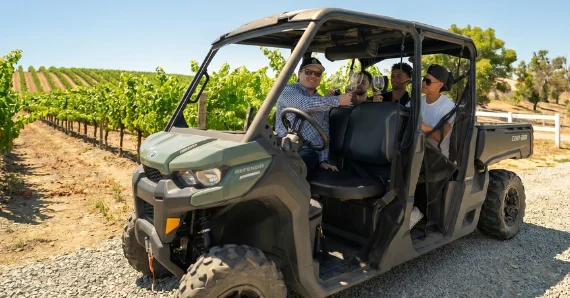 Guests exploring Temecula Valley vineyards on an off-road tour experience with Kentina Hospitality